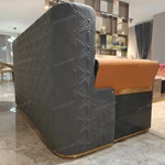 Modern Luxury Sofa Set with Multi-Process Quilted Craftsmanship, High-Gloss Natural Wood Veneer & Gold Stainless Steel Accents